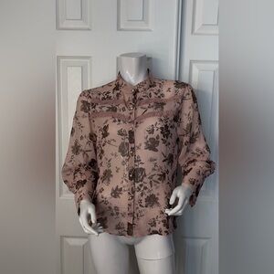Studio Blush Floral Button-Down Shirt